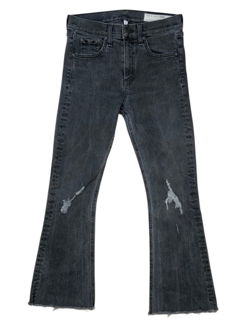 Rag And Bone 10 Inch Crop Flare Jeans 26 Blackthorne Distressed
